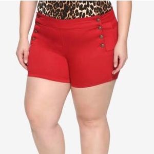 RED HIGH-WAISTED SAILOR SHORTS PLUS SIZE